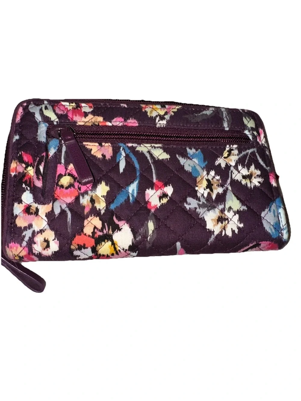 Vera Bradley Turnlock and Zip Wallet Indian Rose Purple With Flowers 7.5x5x1 - Picture 5 of 5